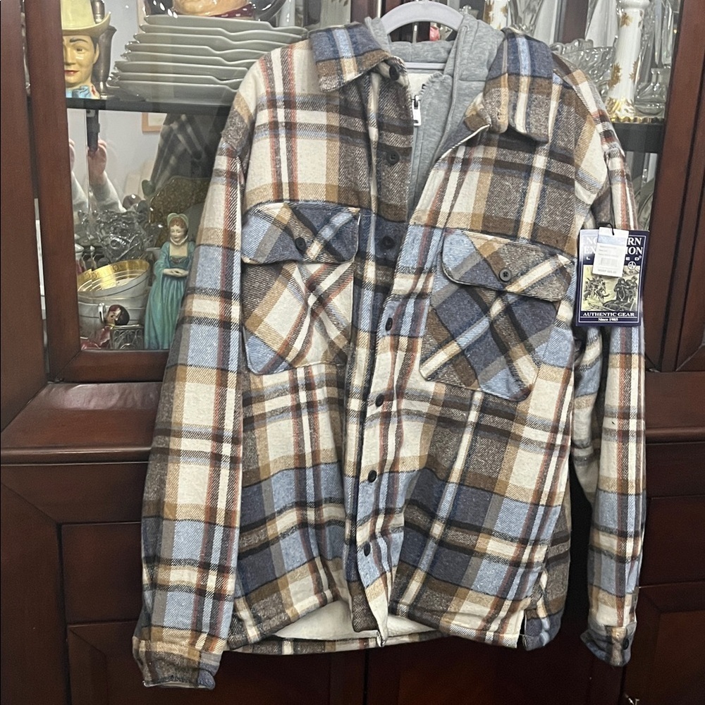 Men's Plaid Jacket - Blue, Brown, Cream